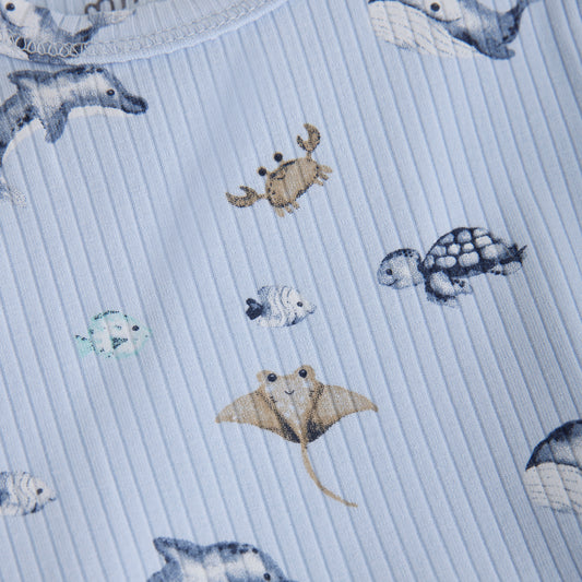 Minymo T-shirt Short Sleeve All Over Print Rib -3 Months