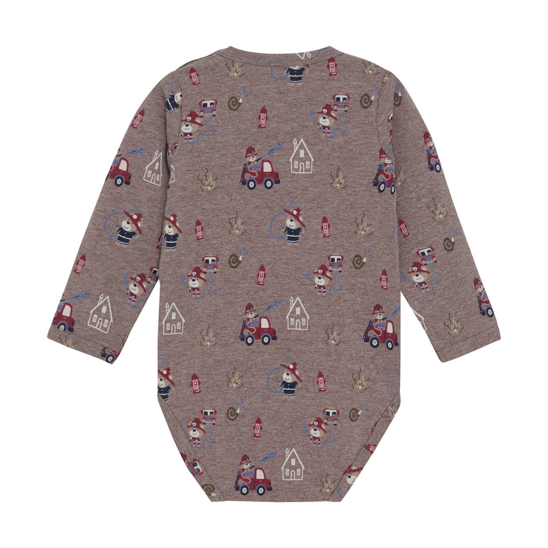 Minymo - Baby Bodysuit Brown Fire-Fighter Bear - 3M