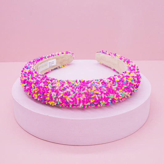 Frog Sac - Padded Sprinkles Headband - Hot Pink Confetti Hair Band