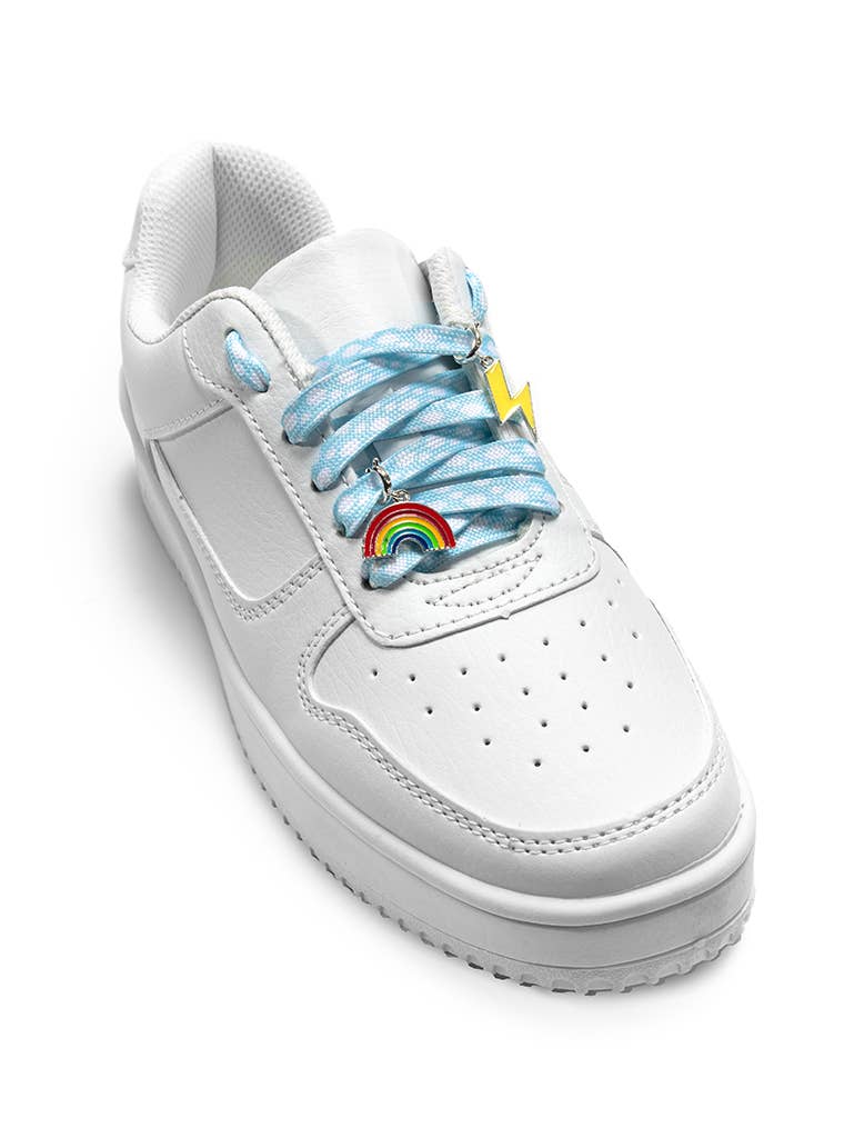 Living Royal - Shoelaces w/Charms Set - Clouds w/Rainbow & Lightning Charms