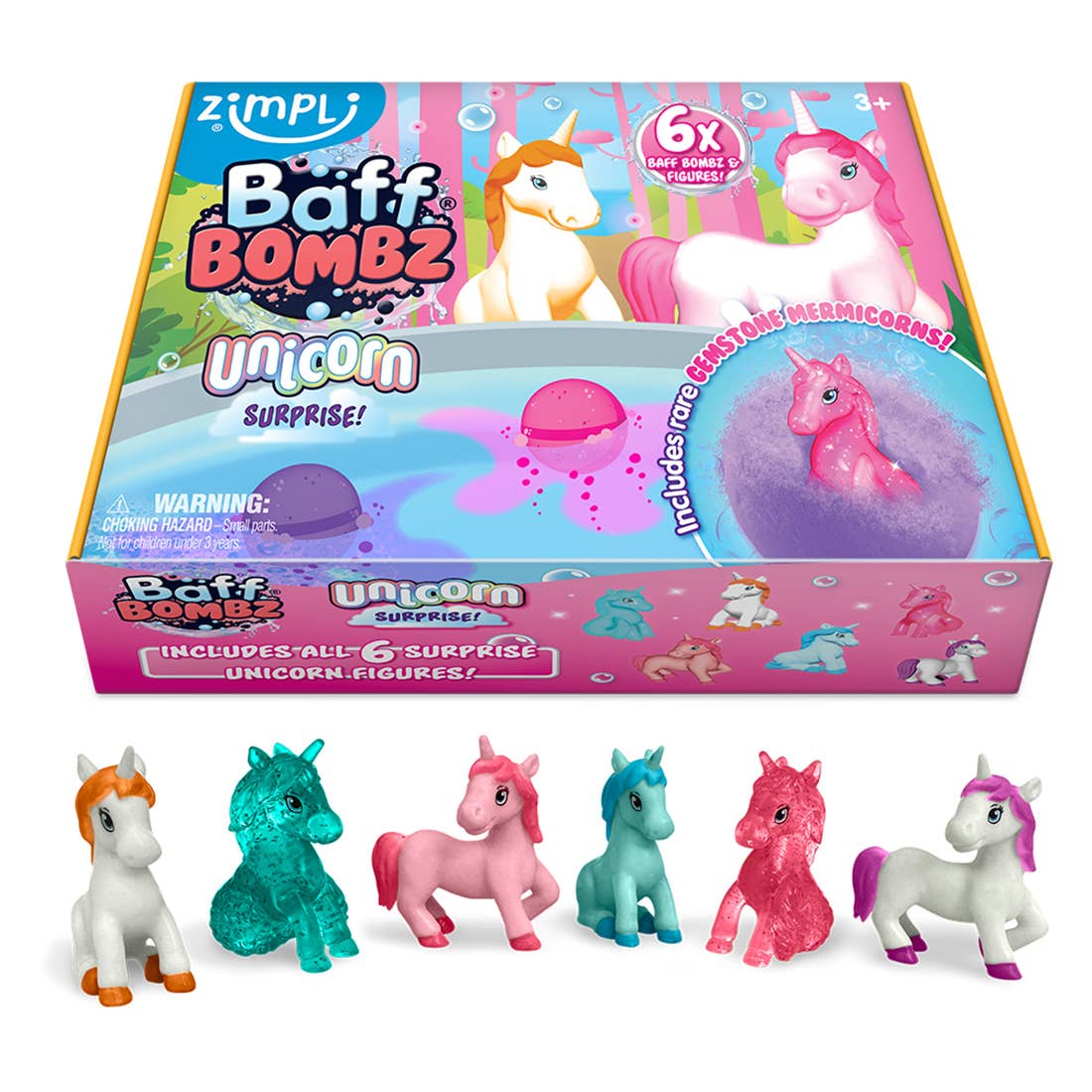 Zimpli Kids - Zimpli 6x Baff Bombz Unicorn Surprise Collectible Bath Bomb
