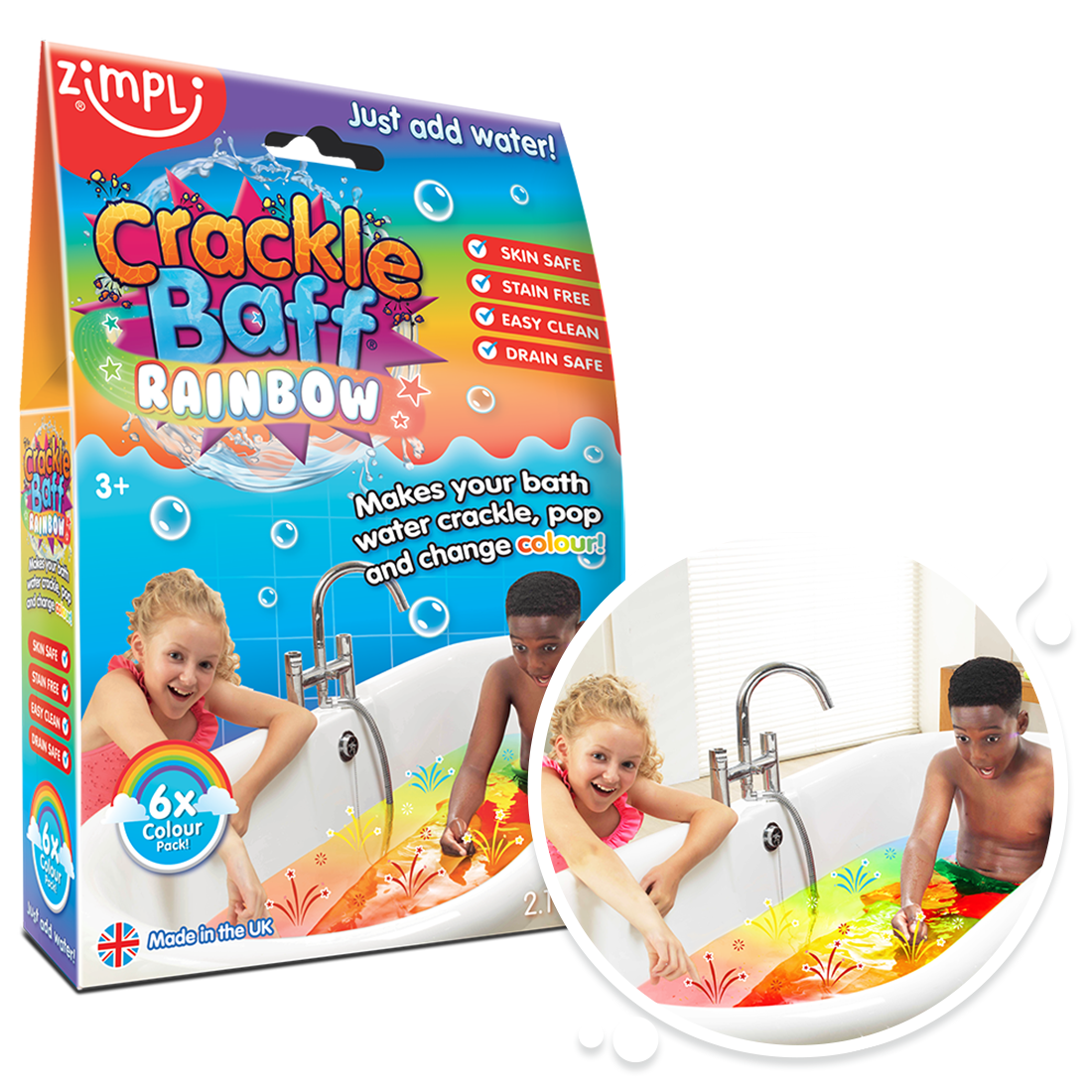 Zimpli Kids - Zimpli Crackle Baff Rainbow - 6 Bath Pack Sensory Water Toy