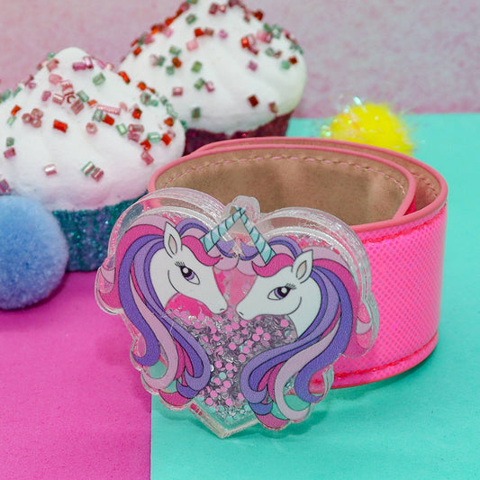 Frog Sac - Unicorn Slap Bracelet with Glitter Shaker Charm