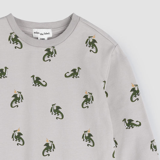 Miles The Label - Dragon Print On Cement Sweatshirt