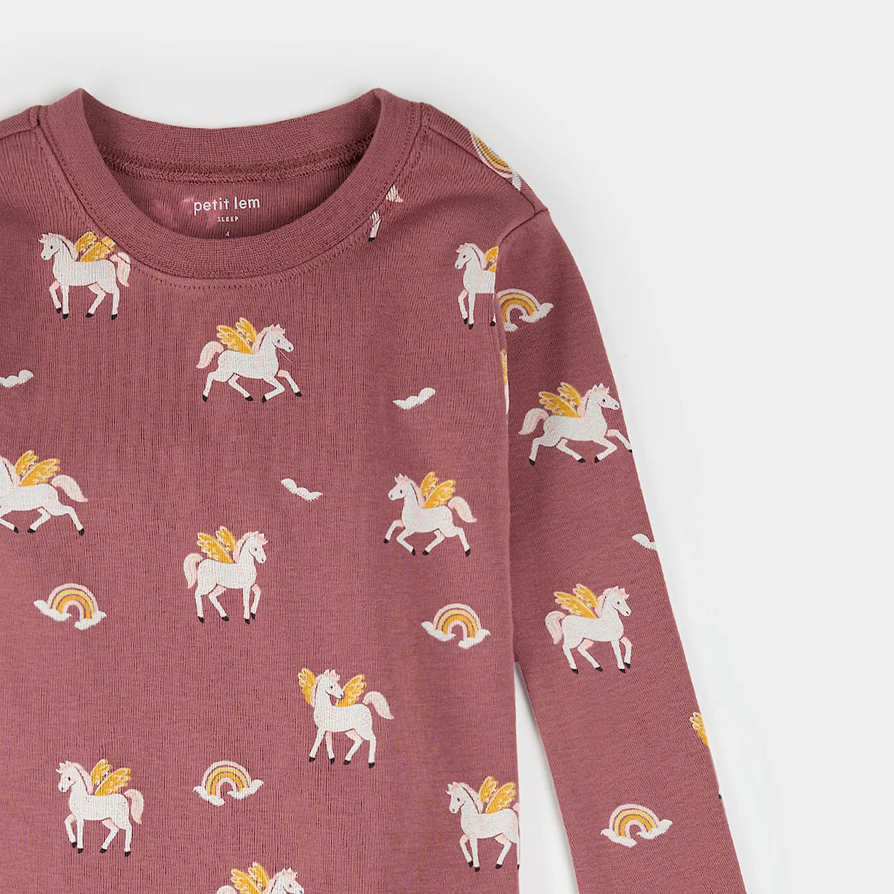 Petit Lem - Rainbow Pegasus Print on Dark Pink PJ Set