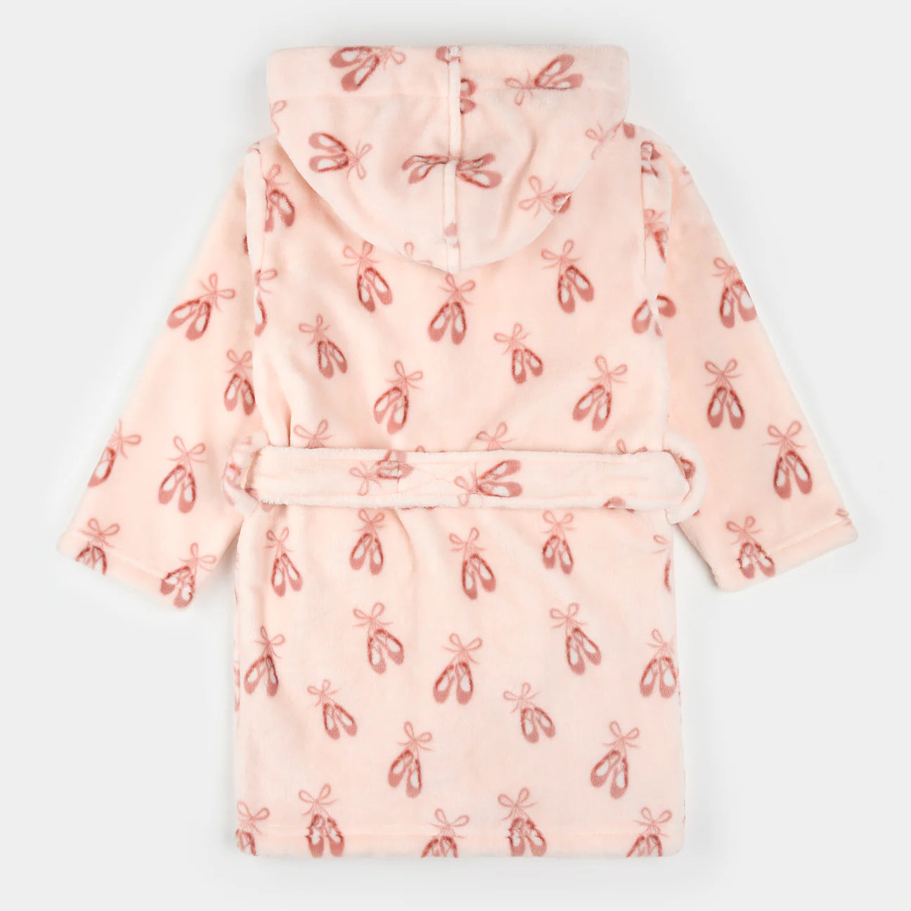 Petit Lem - Ballet Slippers Print on Light Pink Plush Robe
