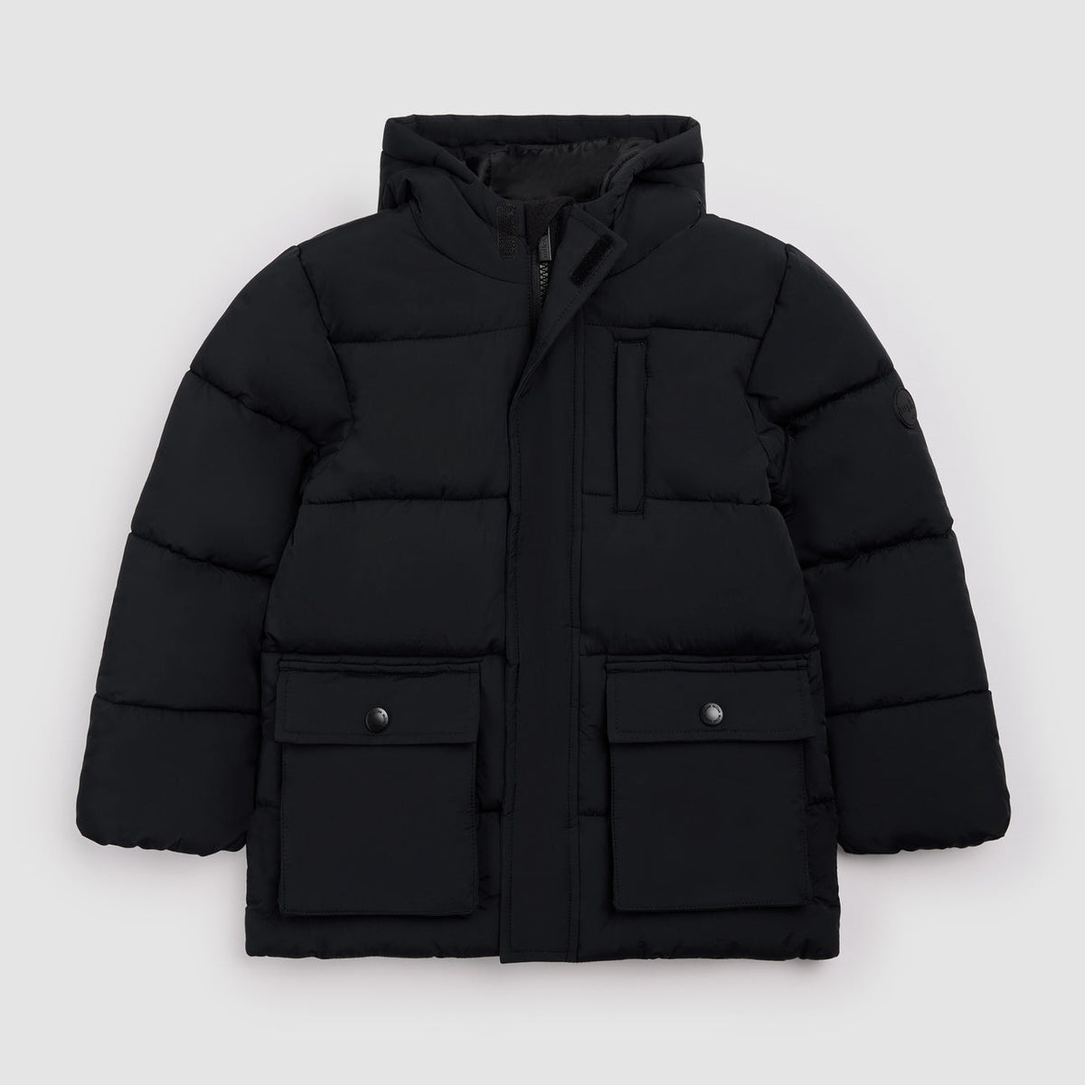Miles The Label Hooded Mid Weight Coat - Black