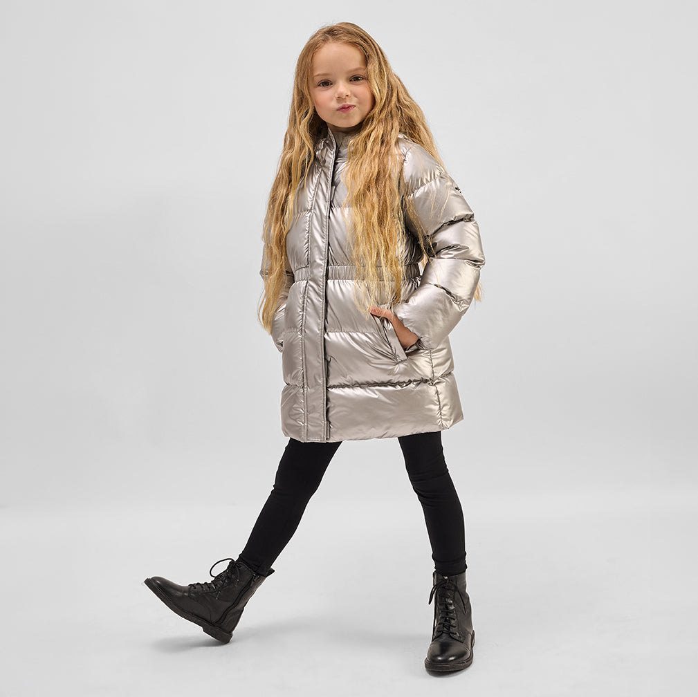Miles The Label Hooded Mid Weight Coat - Silver