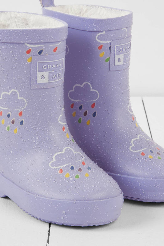 Grass & Air - Purple Thistle Colour-Changing Kids Wellies