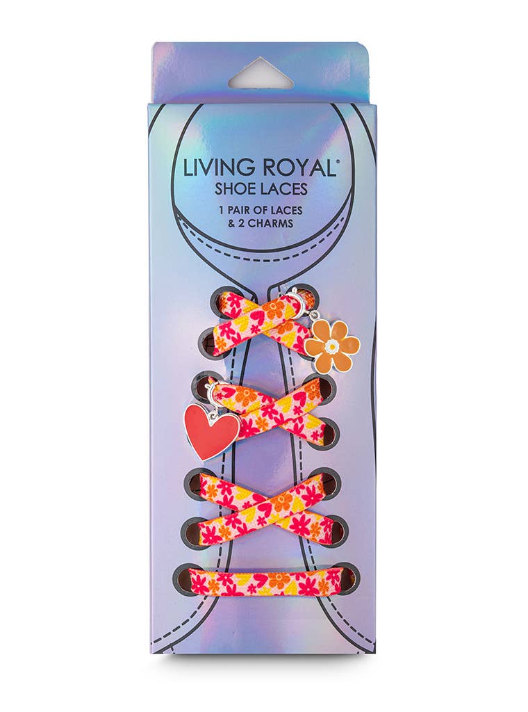 Living Royal - Shoelaces w/ Charms Set - Flowers w/ Flower & Heart Charms