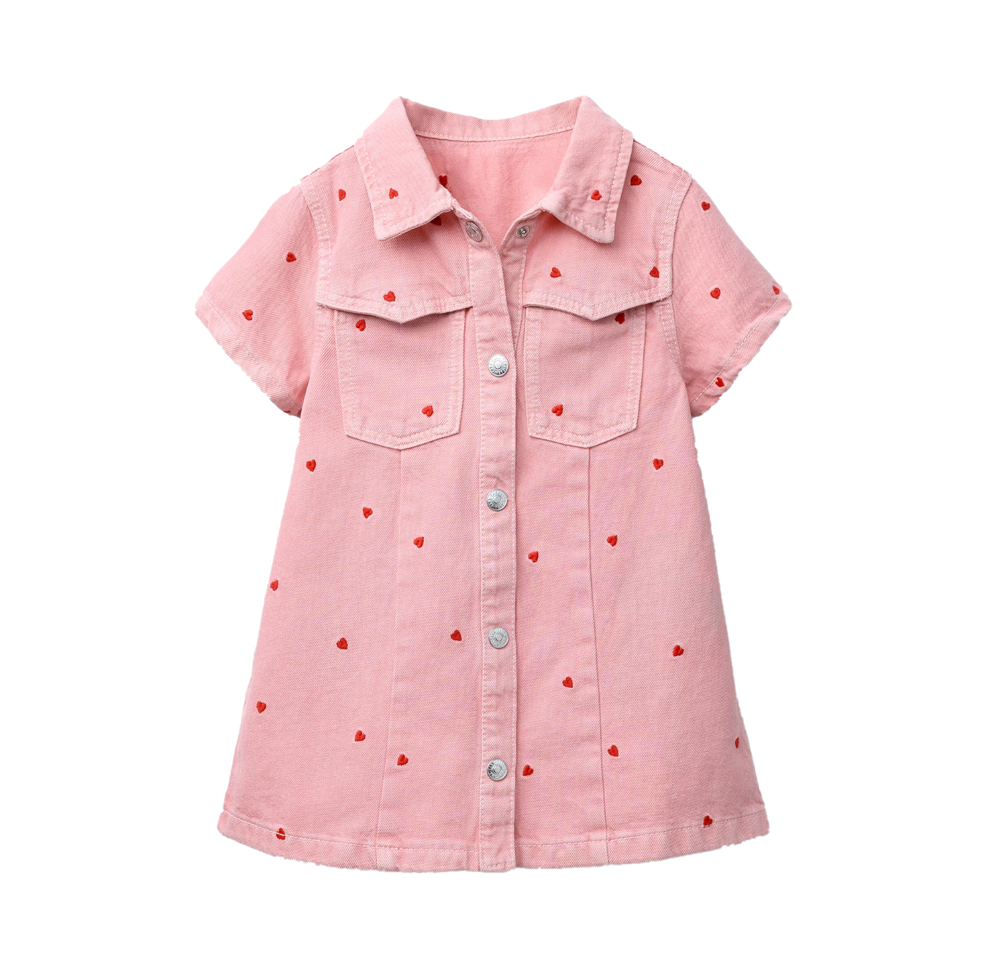 Joe's Jeans Girls Denim Shirt Dress with Heart Embroidery