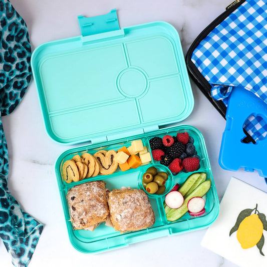 Yumbox - Leakproof Yumbox Tapas Bali Aqua - 5 Compartment Bento Box with Clear Aqua Tray - Extra Large Size