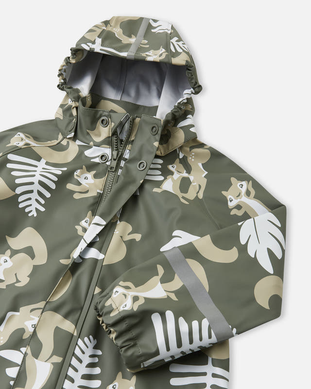 Reima Waterproof Rain Jacket Vesi Greyish Green – Back View