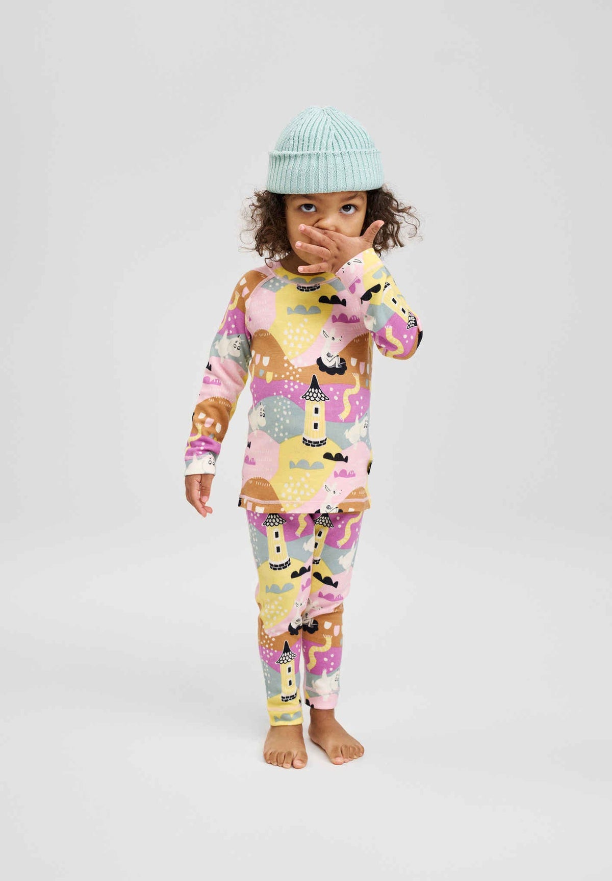 Reima Wool & Bamboo Thermal Set, Moomin Trivsam, Pale Rose – Detail View