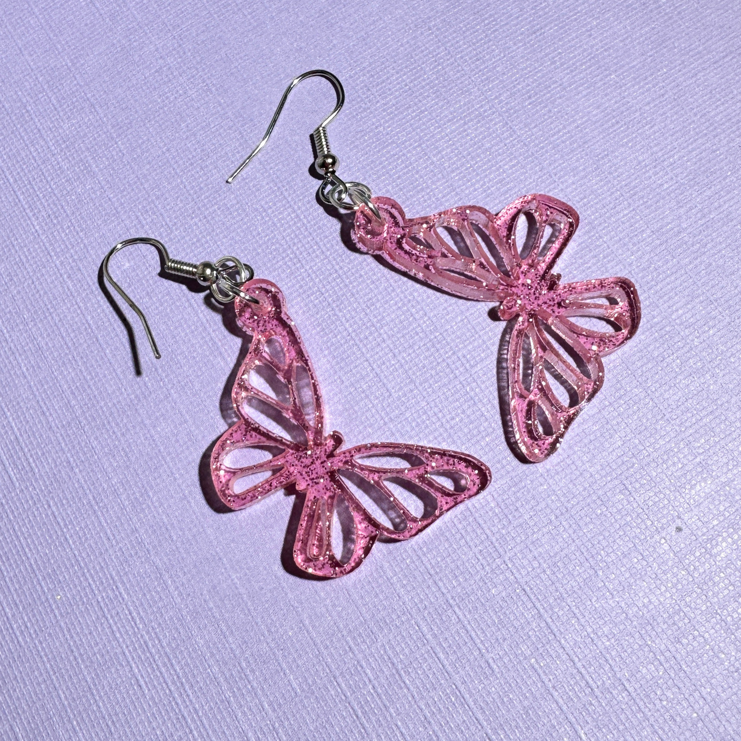 The Kitschy Cactus - Jolene (mini)- Pink Butterfly Earrings