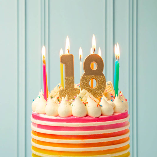 Talking Tables USA - Gold Glitter Birthday Number Candles | 0-9