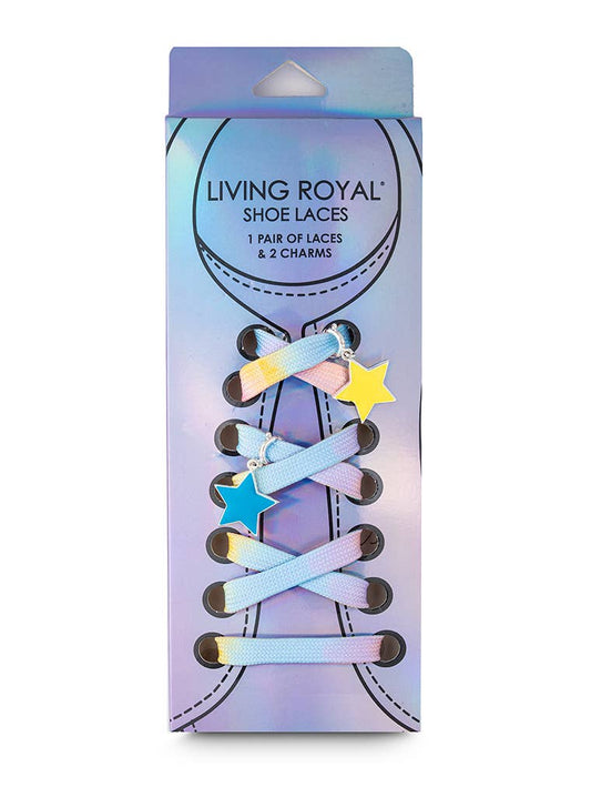 Living Royal - Shoelaces w/ Charms Set - Pastel Ombre Laces w/ Star Charms
