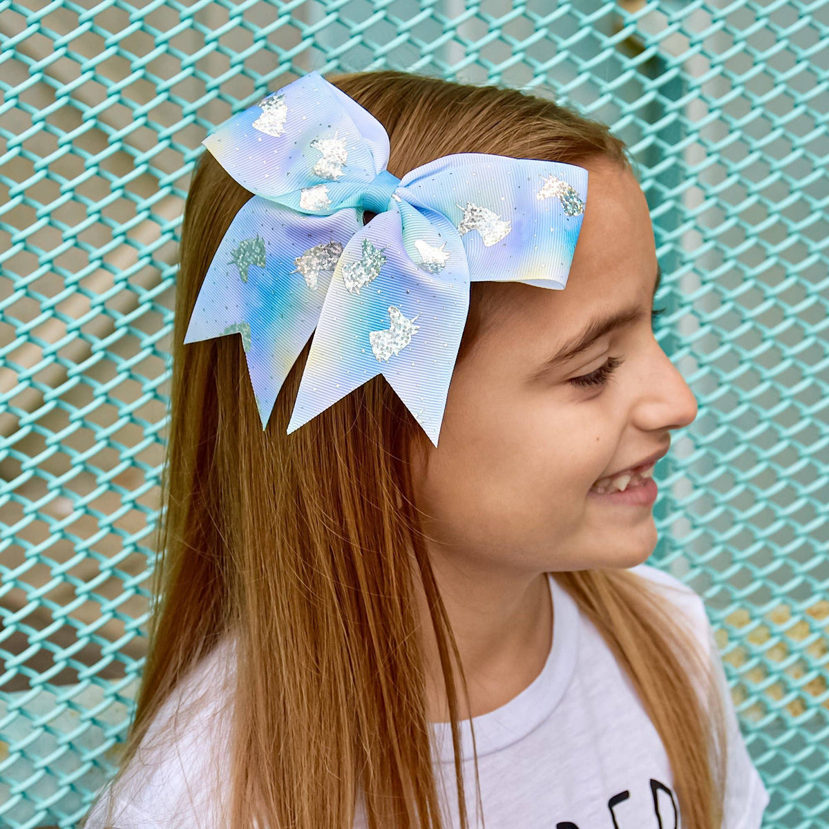 Frog Sac Large Unicorn Glitter Hair Bows, 4-Pack