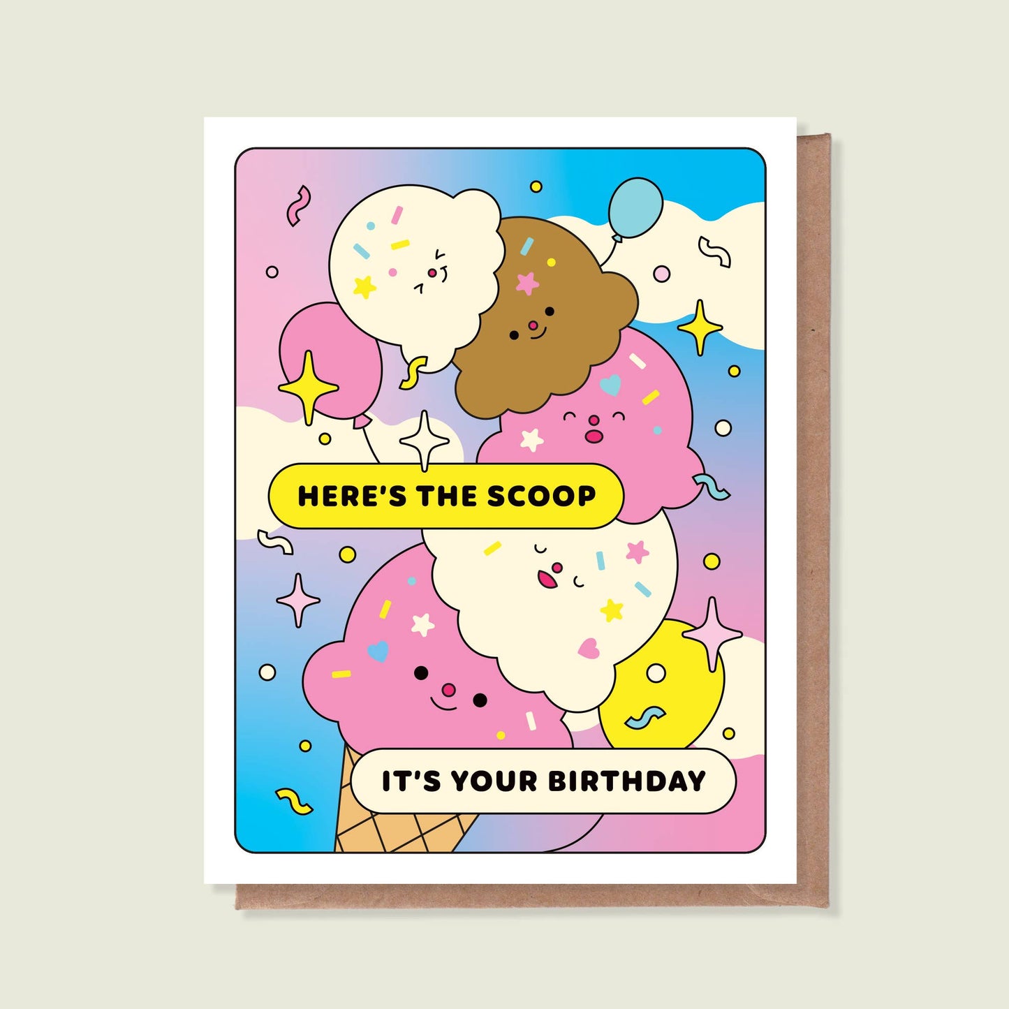 Épée Lapin Studio - Here's The Scoop It's Your Birthday Greeting Card