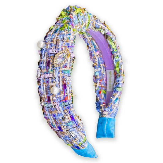 Frog Sac - Kids Knot Headband - Embellished Rhinestone Pearl Tweed