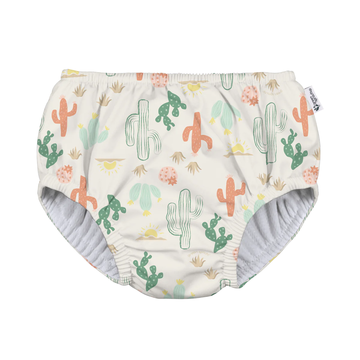 Greensprouts - Eco Pull - Up Swim Diaper - Light Sand Cactus - 6 Months