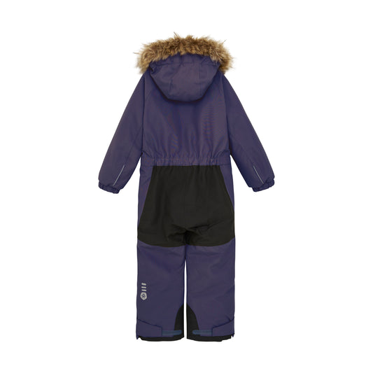 Color Kids - Navy Faux Fur Hooded Snow Coverall with High-Rub Accents - 6Y