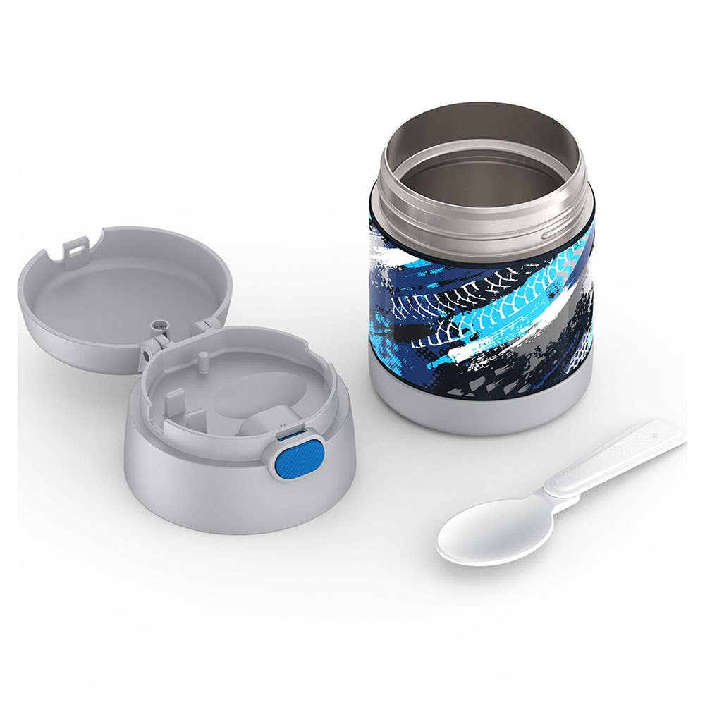 Thermos Funtainer Double Wall 'Tire Tracks' Thermal Food Storage Jar-Spoon