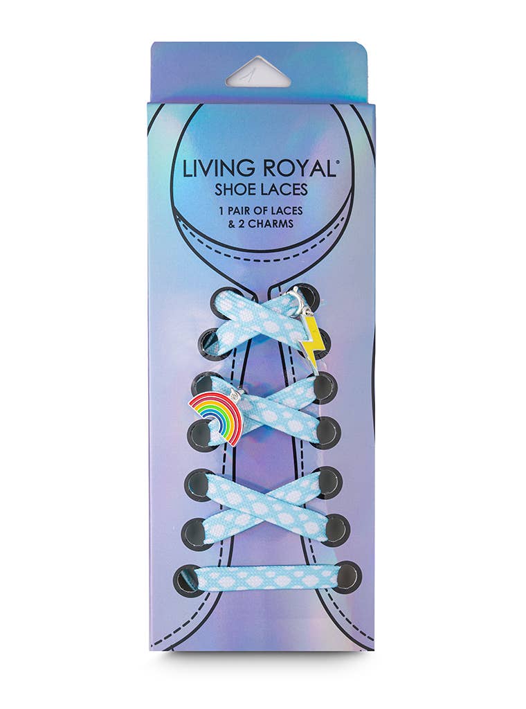Living Royal - Shoelaces w/Charms Set - Clouds w/Rainbow & Lightning Charms