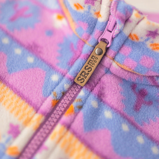 Souris Mini - Purple patterned fleece jacket