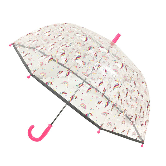 Child's Transparent Umbrella Pink Unicorn - Reflective