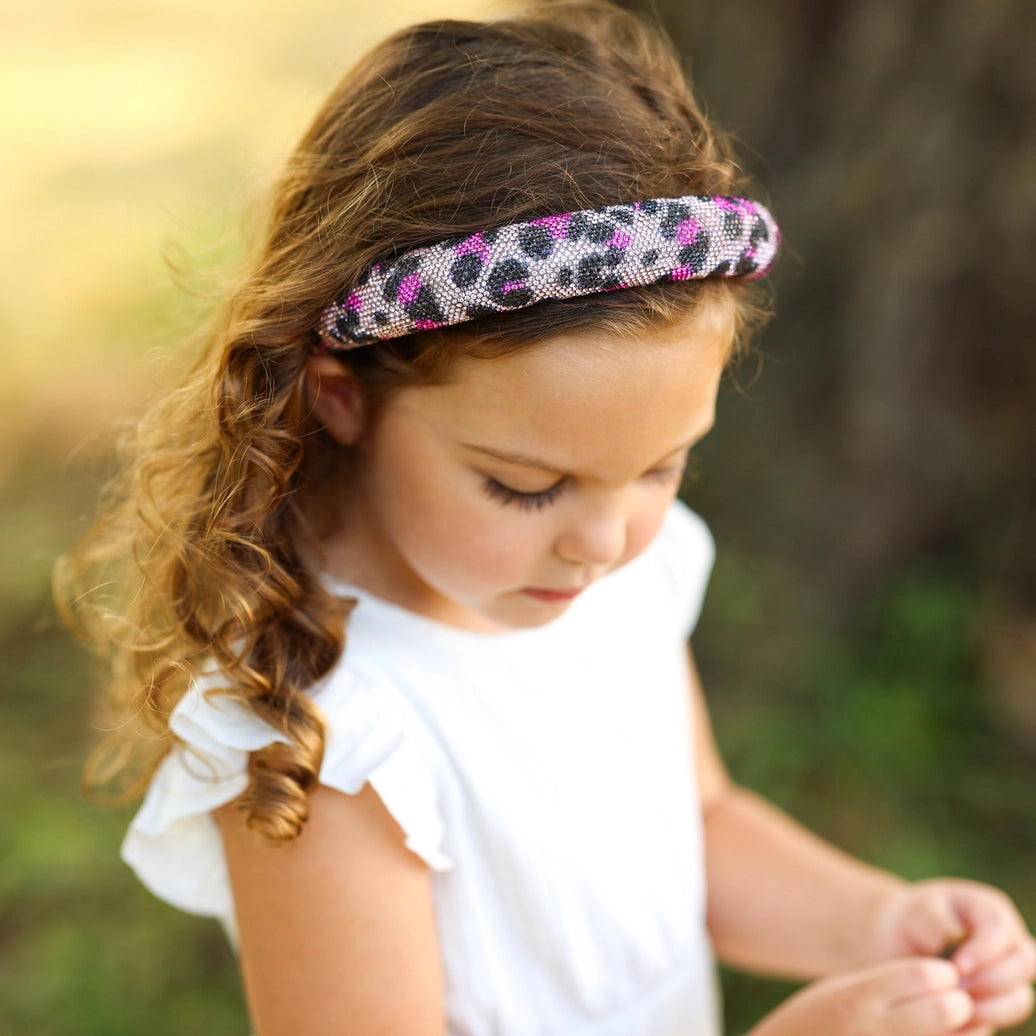 Frog Sac - Rhinestone Headband - Kids Leopard Animal Print Hair Band
