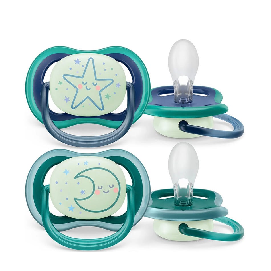Philips Avent - Ultra Air Pacifier Night 2pk 6-18M Star+Moon