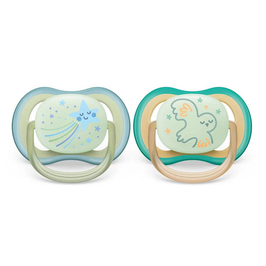 Philips Avent - Ultra Air Pacifier Night 2pk 0-6M Star+Owl
