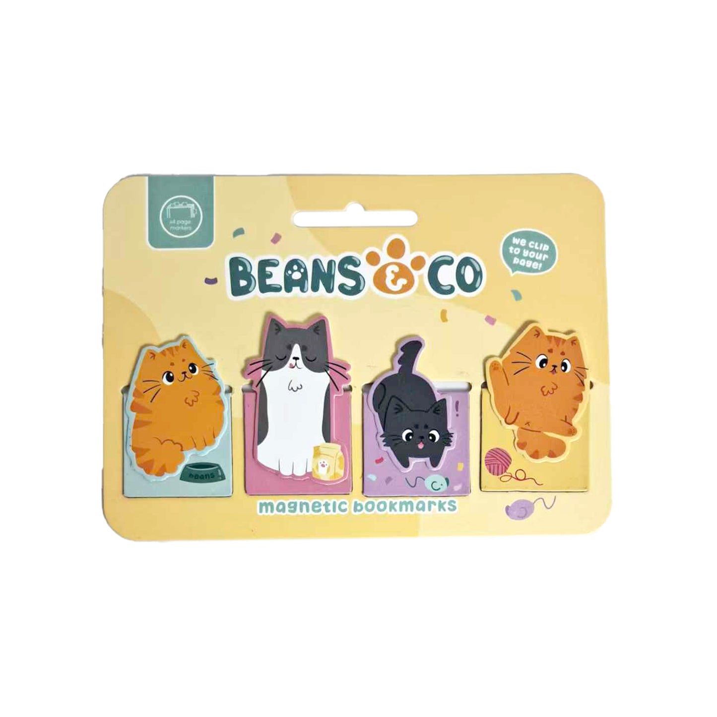 Puckator Beans & Co Cats Magnetic Bookmark Set