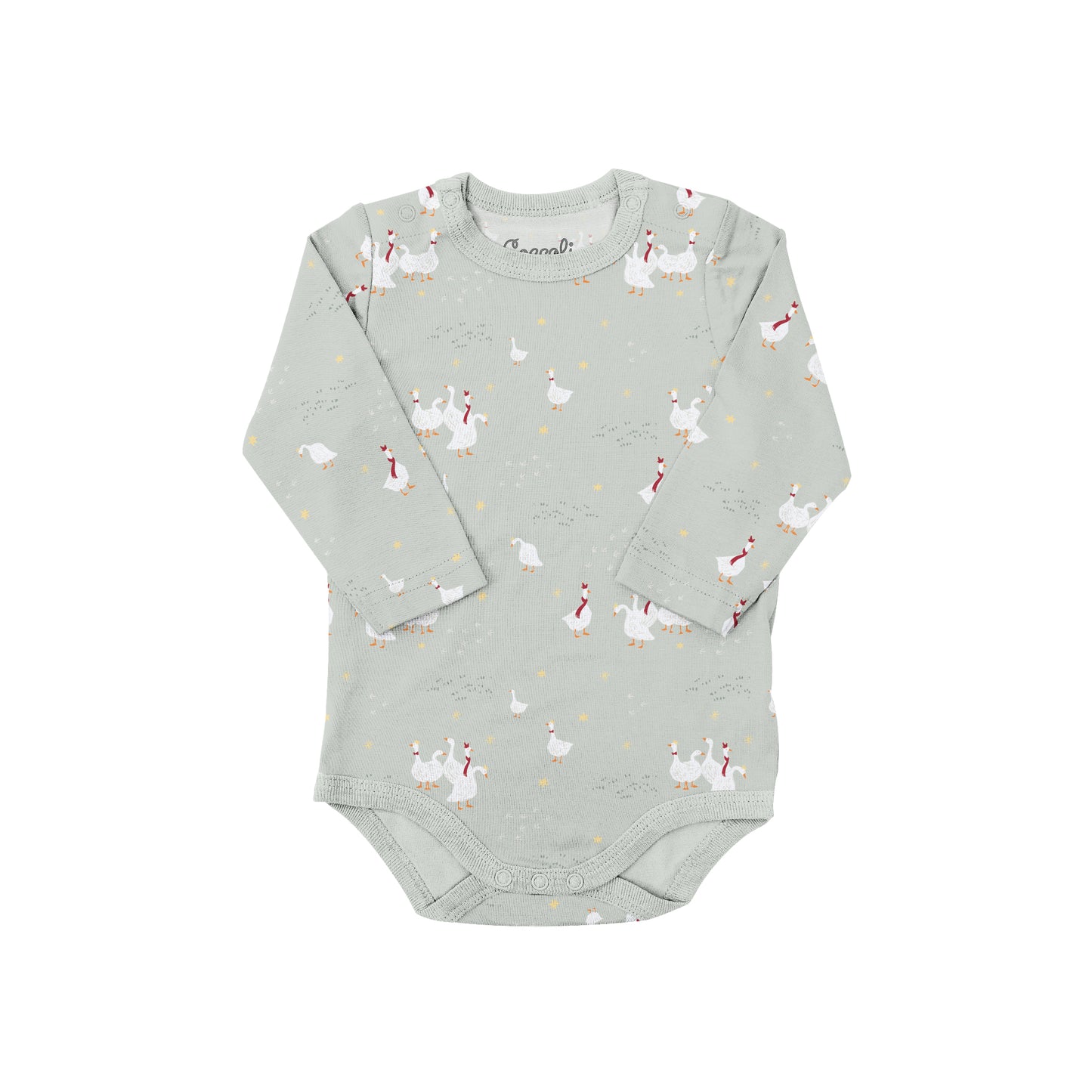 Coccoli Modal Romper Long Sleeve Bodysuit - Geese on Sage 3M