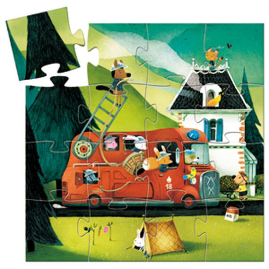 Djeco - Silhouette Puzzle: Firetruck - 16 pcs