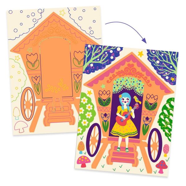 Djeco - Scratch Cards Art Activity: Funny Houses