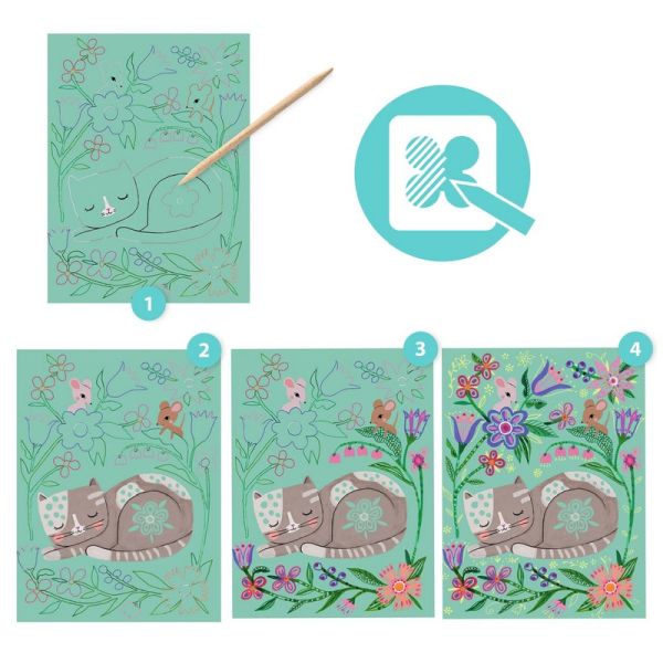 Djeco - Scratch Cards Art Activity: Floral Encounters