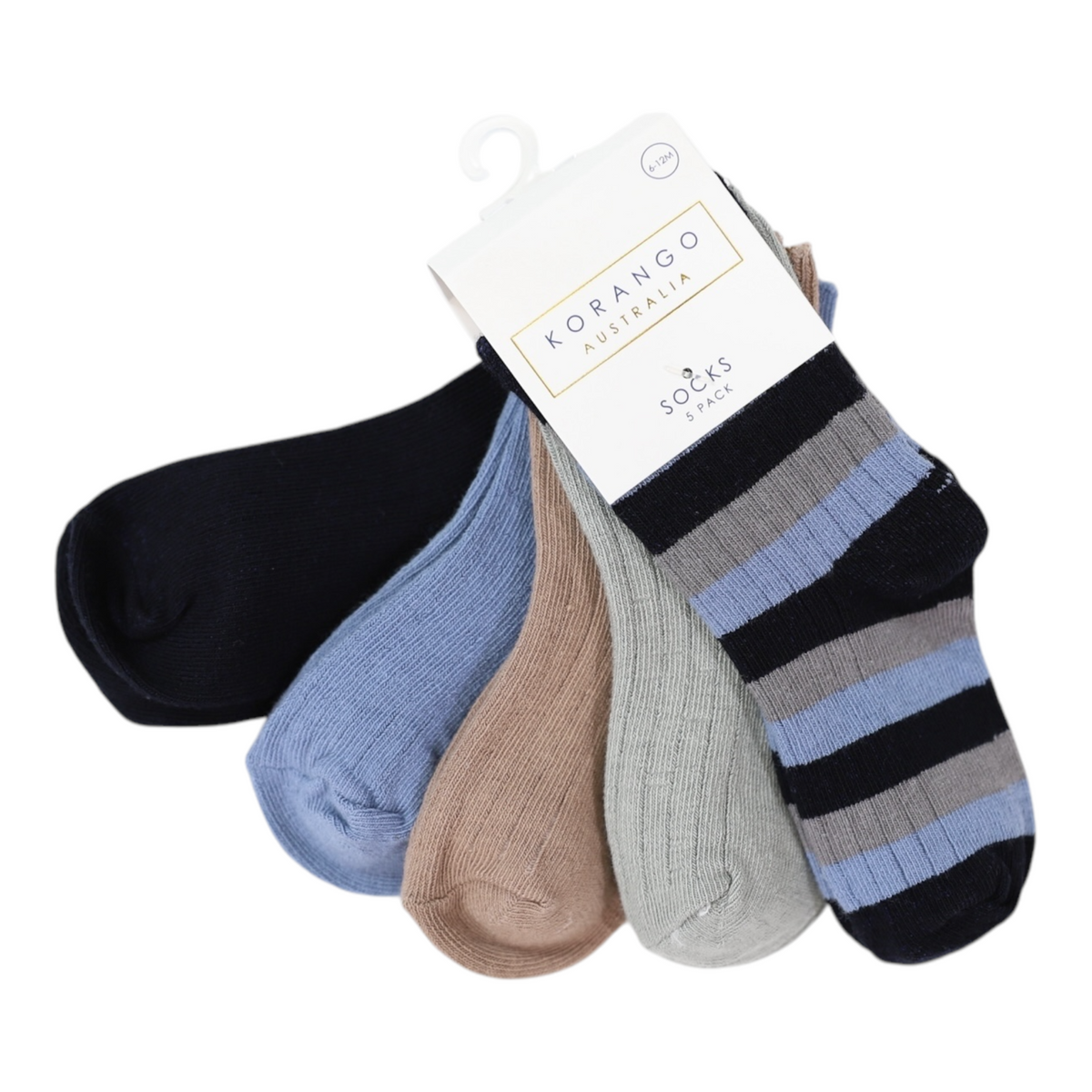 Korango - Ribbed Socks 5pk Plain