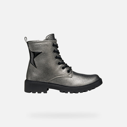 Geox Casey Junior Grey Combat Boots