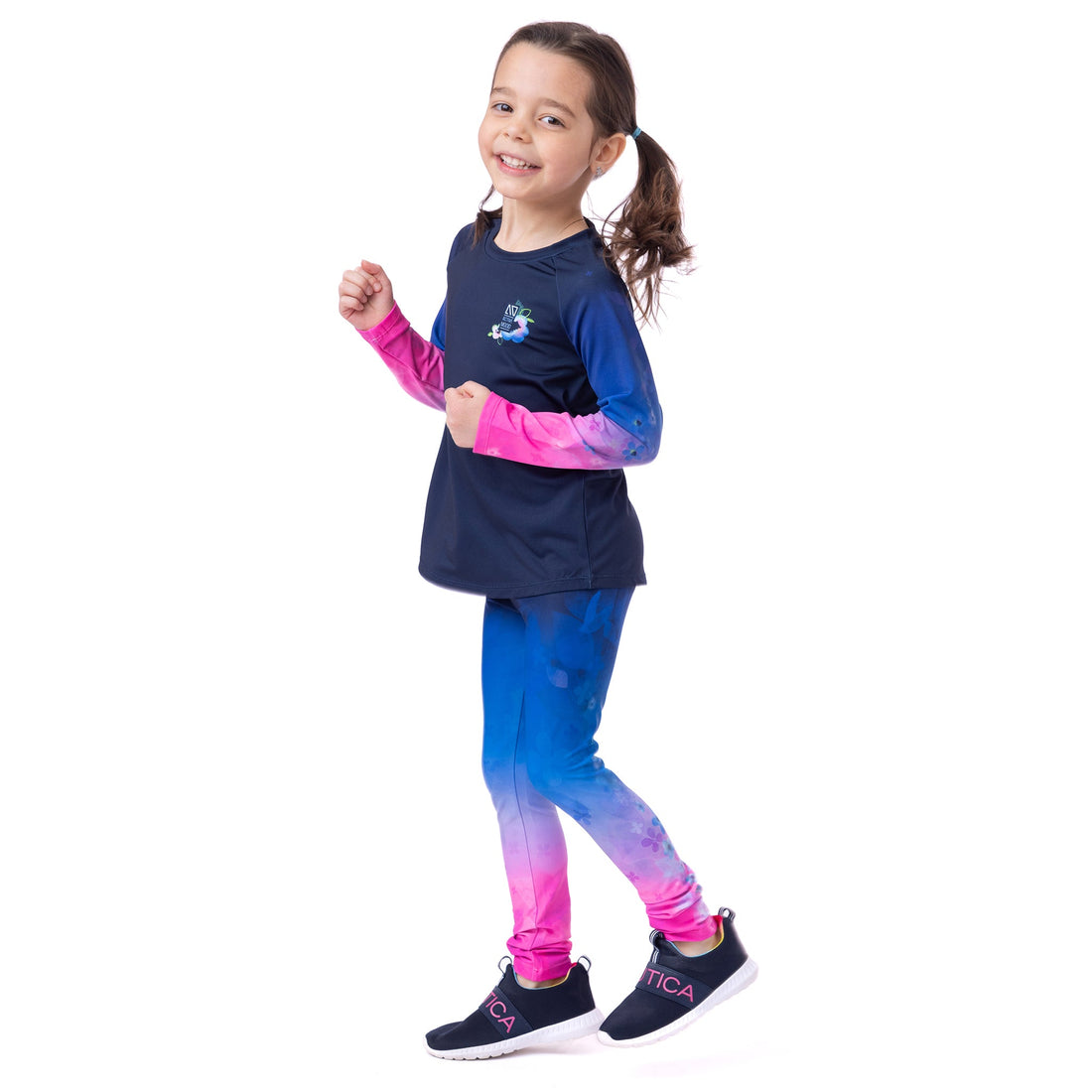 Nano-Girls Navy Athletic Long Sleeve T-Shirt