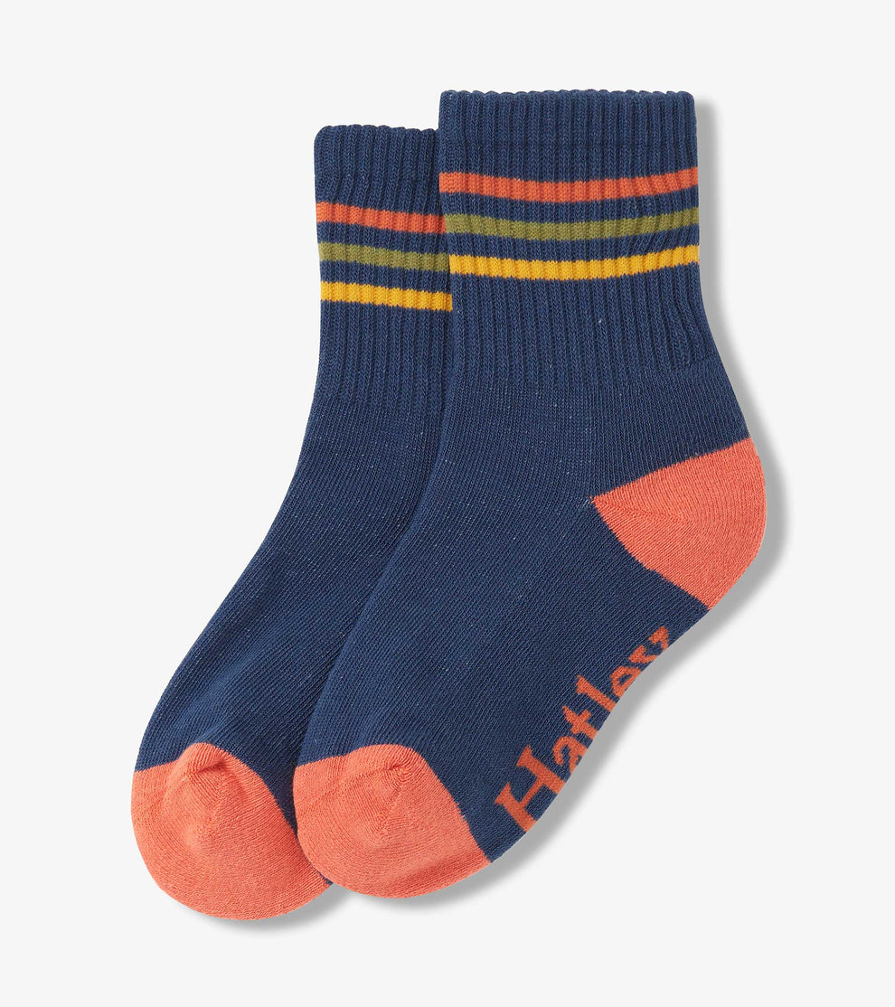 Hatley Boys Striped Blue Crew Socks