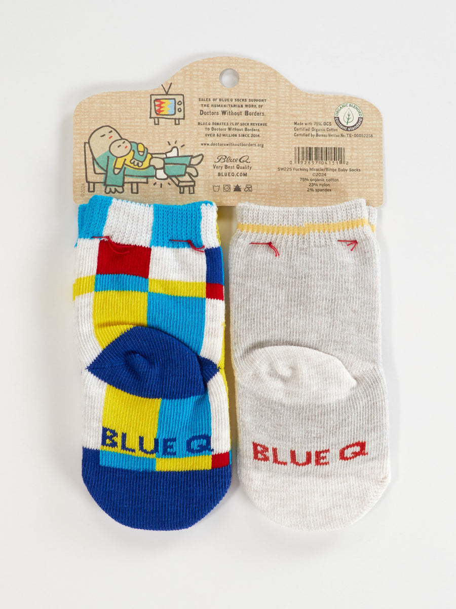 Blue Q - I'm A F*cking Miracle!/ Binge Watch Me Baby Socks (0-12M)