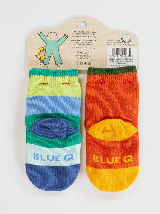 Blue Q - One Tough Customer/ Reflecting On My Behavior Baby Socks (0-12M)