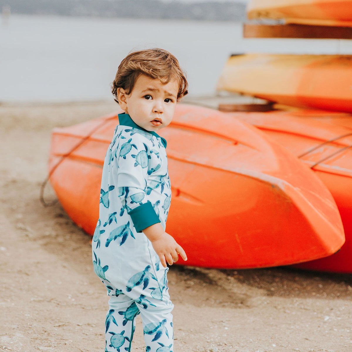 Honeysuckle Swim - Kids Full Body Sunsuit - Florescent