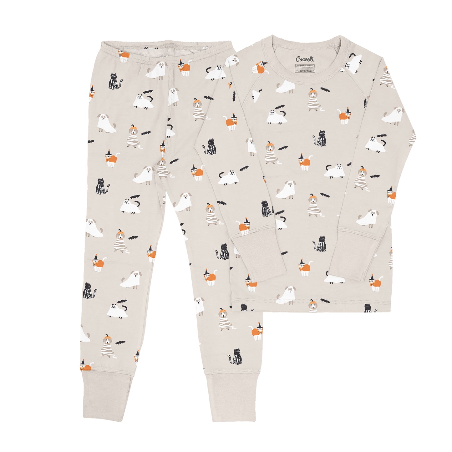 Coccoli Modal Long Sleeve Pyjama - Halloween Cats & Dogs - 3Y