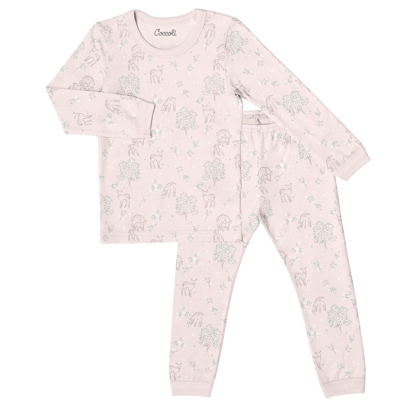 Coccoli Cotton Modal 2 pc Pyjama Fawns on Pink 3Y