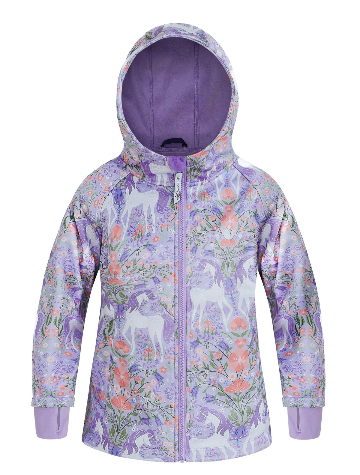 Therm Kids Printed All-Weather Hoodie in Mystic Garden — waterproof kids' hoodie