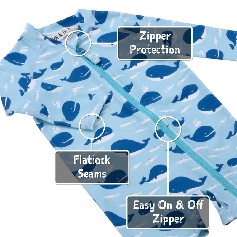 Jan & Jul 1-pc UV Jumpsuit - Blue Whale