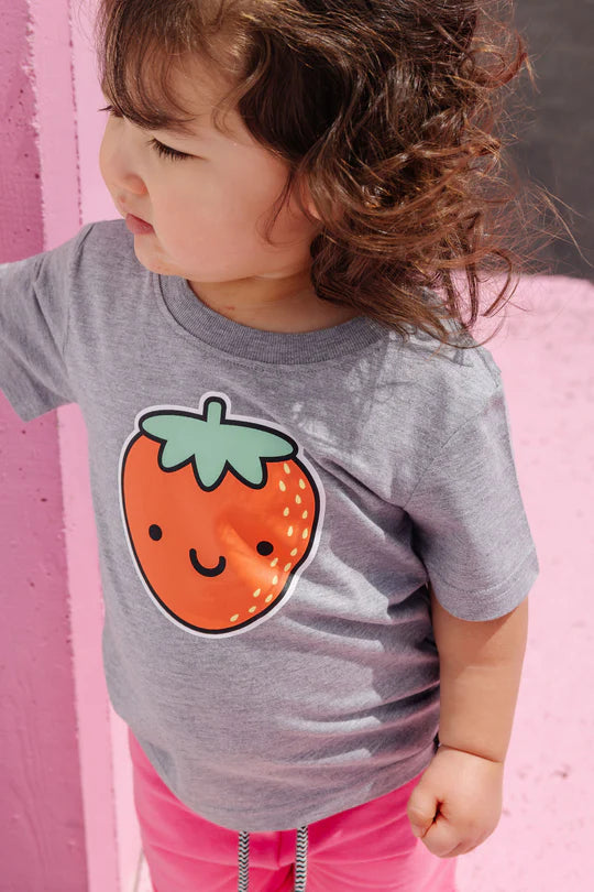 Whistle & Flute Clothing Kawaii Strawberry T-Shirt, children's tops — alternate view